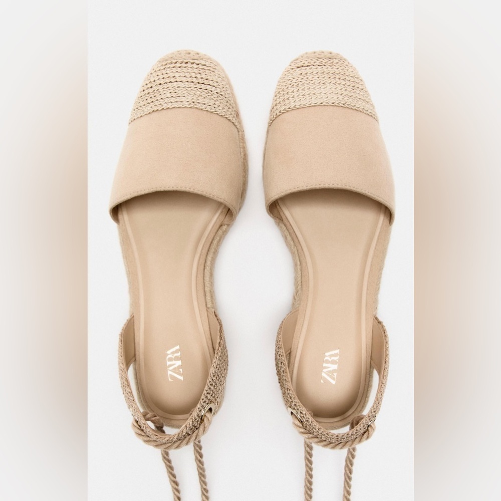 NWOT ZARA CONTRAST LACE UP ESPADRILLES